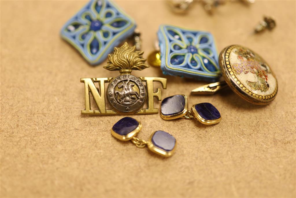 A cameo and assorted cufflinks etc.